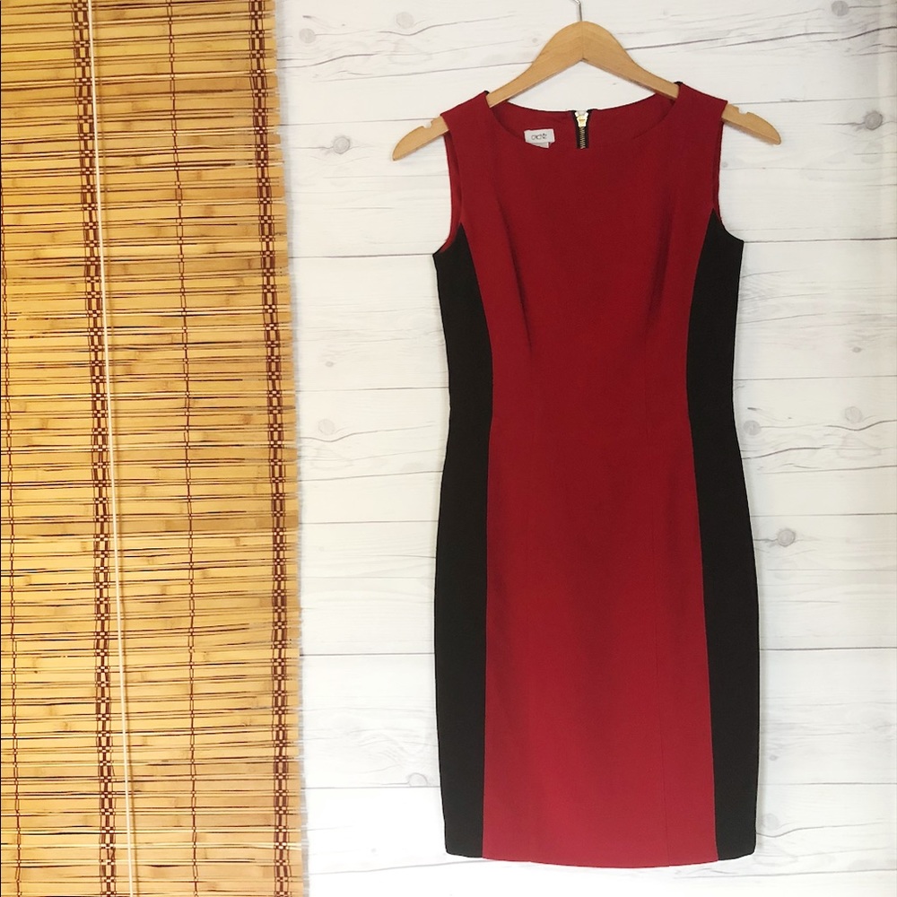Cache Zipper Back Color Block Sheath Dress - image 1